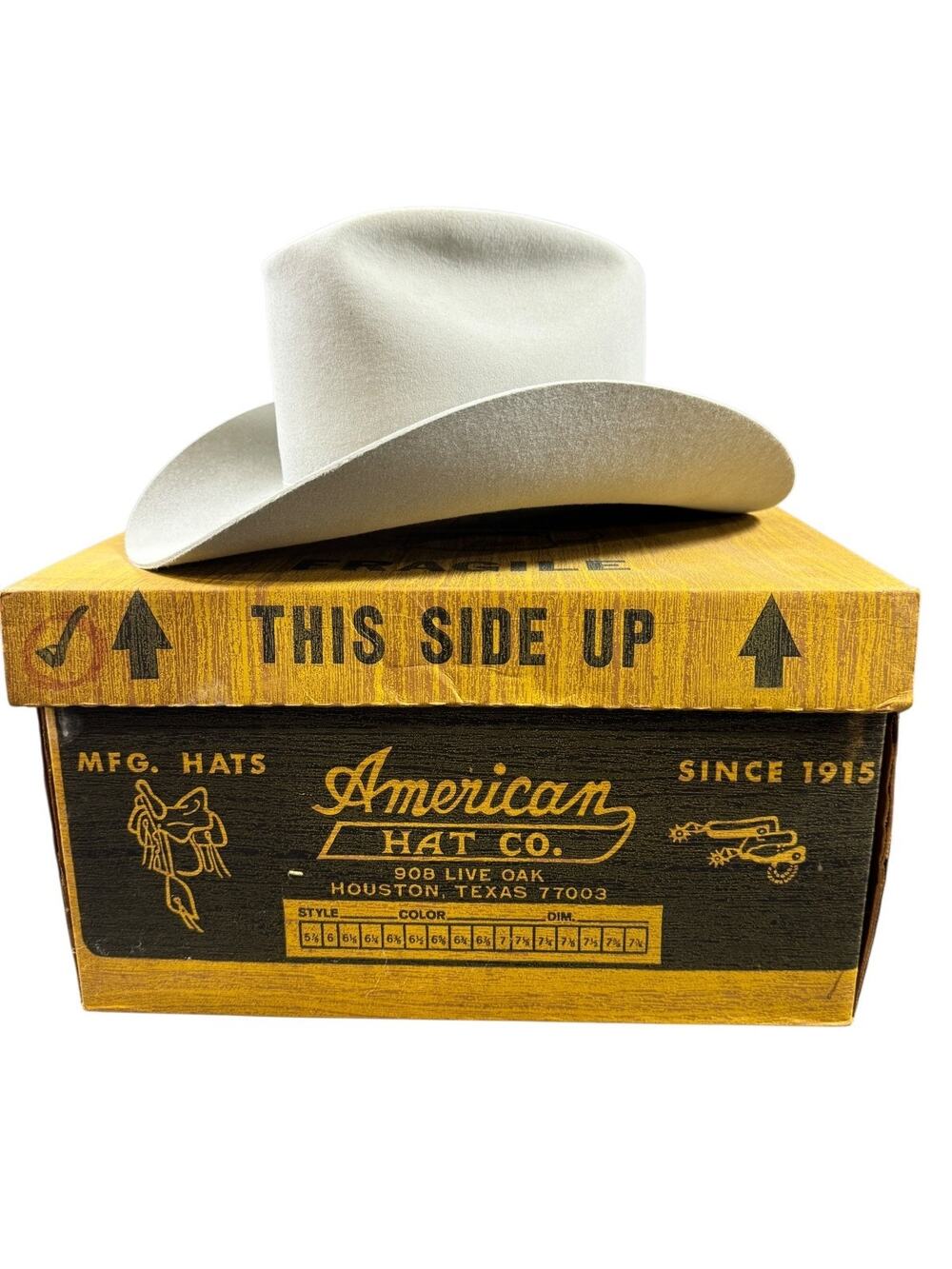 Vintage American Hat Company XXXX Silver Cowboy Western 3.25" Brim Sz 7 1/8